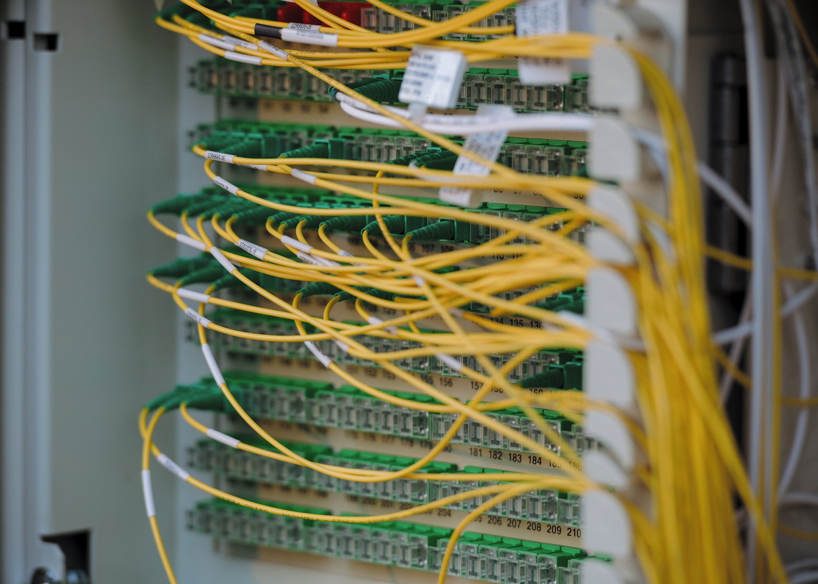 CRAC unit and hot aisle containment panels inside a Dallas data center